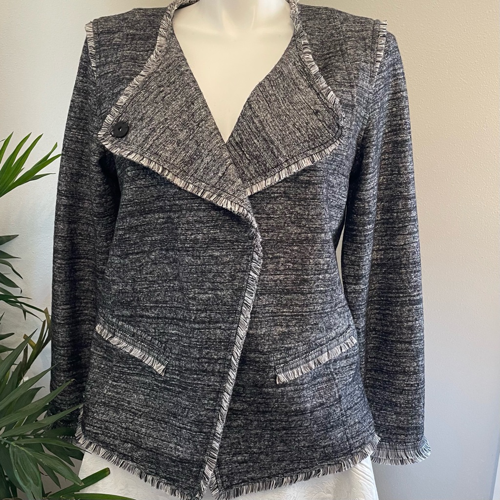 Banana Republic Xl Preowned Tweed Grey Black Blazer/Jacket For Business/Casual